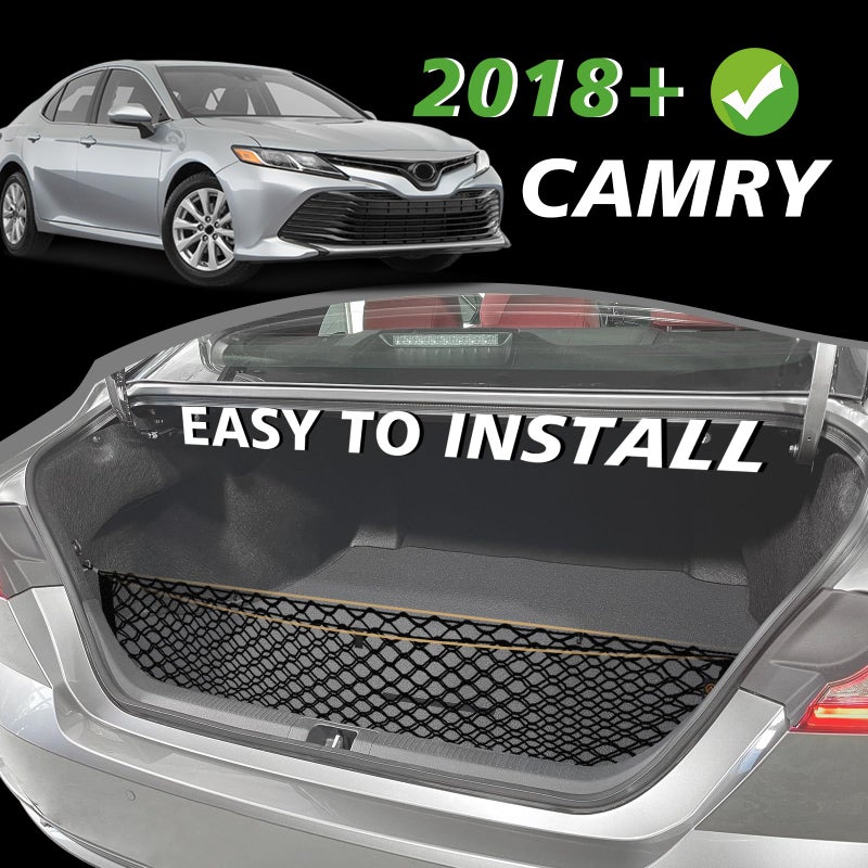 Muslogy Envelope Style Trunk Cargo Net Compatible with 2018-2024 2025 Toyota Camry Accessories Custom Fit Trunk Organizer Upgraded Mesh Storage Luggage Net - Image 3